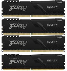 Память оперативная/ Kingston 64GB 3200MT/s DDR4 CL16 DIMM (Kit of 4) 1Gx8 FURY Beast Black