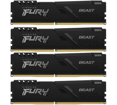Память оперативная/ Kingston 64GB 3200MT/s DDR4 CL16 DIMM (Kit of 4) 1Gx8 FURY Beast Black Память оперативная/ Kingston 64GB 3200MT/s DDR4 CL16 DIMM (Kit of 4) 1Gx8 FURY Beast Black