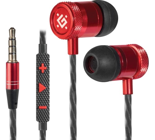 Defender Гарнитура для смартфонов Pollaxe черный + красный, кабель 1,2 м