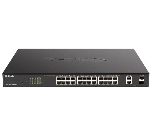 Коммутатор D-Link Настраиваемый L2 PoE-коммутатор, 24х1000Base-T PoE  (4 порта 802.3bt 90 Вт), 2xCombo 1000Base-T/SFP, PoE-бюджет 525 Вт