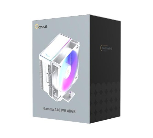 Кулер для процессора Ocypus Gamma A40 WH ARGB, 100mm ARGB FAN, Top ARGB Panel, 4 HEAT PIPES, 4-PIN PWM, 600-2400 RPM, 29DBA, HYDRO BEARING, LGA115X/1200/1700/18XX, AM4/AM5