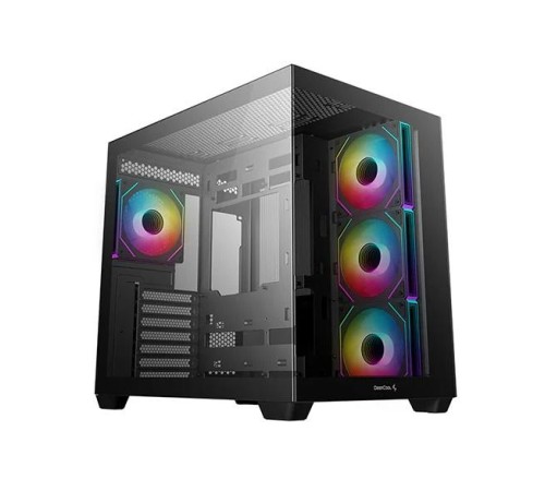 корпус Deepcool CG530 4F без БП, боковое окно (панорама), 3x120мм ARGB Reverse вентилятора на боковой стенке, 1x120мм ARGB вентилятор сзади, черный, ATX