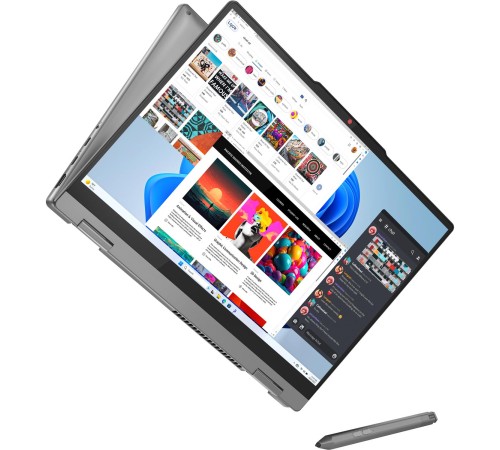 Ноутбук/ Lenovo IdeaPad 5 2-in-1 14AHP9 14"(1920x1200 OLED)/Touch/AMD Ryzen 7 8845HS(3.8Ghz)/16384Mb/512SSDGb/noDVD/Int:AMD Radeon 780M/Cam/BT/WiFi/57WHr/war 1y/1.5kg/luna grey/noOS + 65W, Pen, RU kbd
