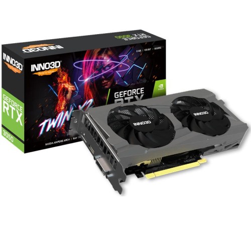 Видеокарта INNO3D RTX 3050 Twin X2//RTX3050, DP,HDMI,DVI, 6G,D6 Видеокарта INNO3D RTX 3050 Twin X2//RTX3050, DP,HDMI,DVI, 6G,D6