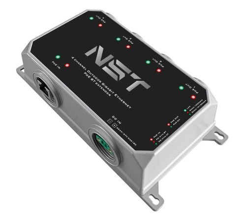 Уличный Ultra PoE удлинитель - коммутатор Gigabit Ethernet до 250м на 5 портов/ Уличный Ultra PoE удлинитель - коммутатор Gigabit Ethernet до 250м на 5 портов. Порты Ethernet: Вход - 1x10/100/1000Base-T RJ45; Выход - 4x10/100/1000Base-T RJ45. Порты PoE: В