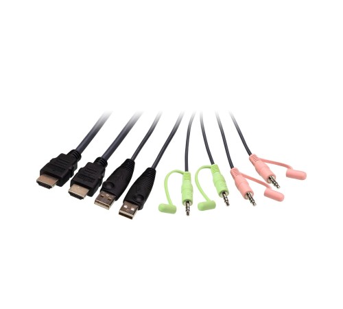 KVM-переключатель ATEN CS22H [CS22H-AT] кабельный, 2 порта, USB, 4K HDMI, пульт удаленного переключения порта/ 2 PORT USB HDMI  KVM SWITCH