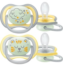 Пустышка Philips/ Пустышка для мальчиков Philips Avent ultra air night SCF376/01, с футляром для хранения и стерилизации, 2 шт, 18+ мес