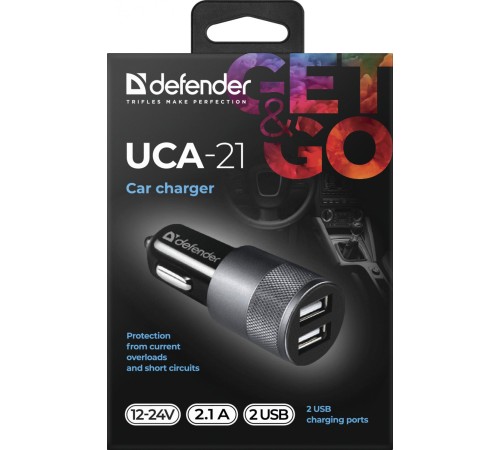 Defender Автомобильное ЗУ UCA-21 2USB, 5V/2.1A