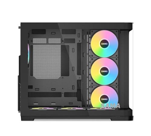 Корпус ПК без блока питания/ Case SAMA V60 Black, Midi-Tower, TG, 7x120mm ARGB, 2xUSB 3.0 + 1xUSB 3.1 Type-C, ATX, mATX, mITX Black
