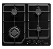 Варочная поверхность MONSHER/ Варочная поверхность MONSHER, газ, High-Tech, 58 см, автоматический электроподжиг, газ-контроль, форсунки под сжиженый газ, SABAF конфорки, чугунные решетки, цвет черный