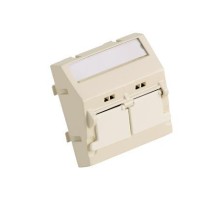 Адаптер 45х45 с одной наклонной вставкой на два модуля, со шторкой и площадкой под маркировку, аркт. белый/ Adapter, 45x45mm, 2 Port Sloped Shuttere