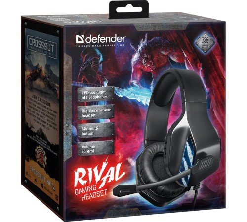 Defender Игровая гарнитура Rival черный, провод 2.2 м