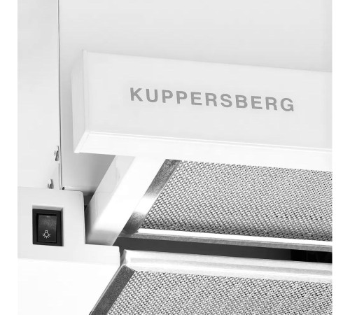 Вытяжка встраиваемая Kuppersberg/ Встраиваемая вытяжка, ширина 55,2 см, отвод/рециркуляция, 550 м3/час, механическое кнопочное управление, 3 скорости, светодиодное освещение 2х2 Вт, металлические жироулавливающие фильтры, угольный фильтр KF-Y (опция), цве