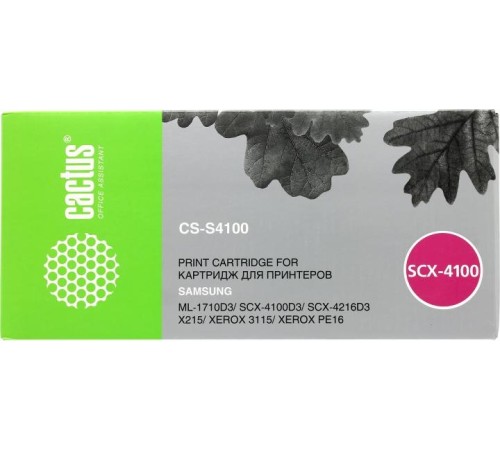 -/ Картридж лазерный Cactus CS-S4100 SCX-4100D3 черный (3000стр.) для Samsung SCX-4100