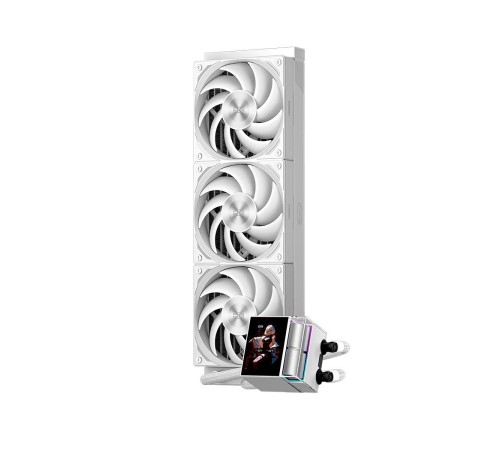 Система охлаждения/ Water Cooling System PCCooler DS360 Display WH (310W, 360mm, LED, White, ARGB Pump/ Fans: 3x120mm, 90.56CFM, 39.8dBA, 2500RPM/ Pump height 65mm, 15dBA, 2600RPM, Rad thickness 27mm/ S: 1851, 1700, 1200, 115X, AM5, AM4)