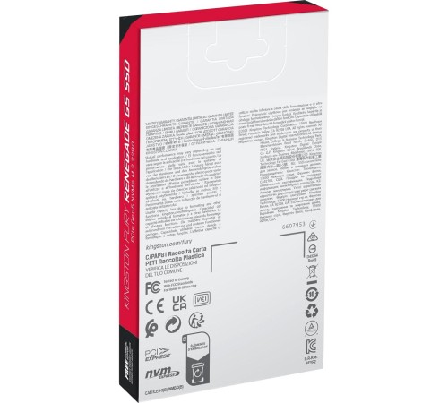 Твердотельный накопитель/ Kingston SSD Fury Renegade, 4096GB, M.2(22x80mm), NVMe, PCIe 5.0 x4, 3D TLC, R/W 14800/14000MB/s, IOPs 2 200 000/2 200 000, TBW 4000, DWPD 0.5 (60 мес)