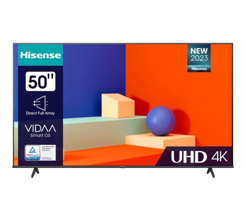 Телевизор ЖК 50'' Hisense/ 50", Ultra HD, Smart TV (ОС VIDAA U6), Wi-Fi, PCI 1700, DVB-T2/T/C/S2/S, 2х8W, CI+(1.4), 3хHDMI, 1хUSB, Works with Alexa, Alexa Built-in, GA, Google Assistant built-in, VIDAA Voice, Yandex, Black