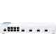 Коммутатор/ QNAP QSW-M408S 10 Gbps managed switch with 4 SFP + ports, 8 1 Gbps RJ-45 ports, bandwidth up to 96 Gbps, JumboFrame support.