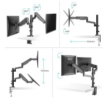 ONKRON кронштейн (держатель) для двух мониторов 13"-32" дюймов настольный, черный G140