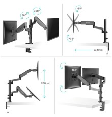 ONKRON кронштейн (держатель) для двух мониторов 13"-32" дюймов настольный, черный G140