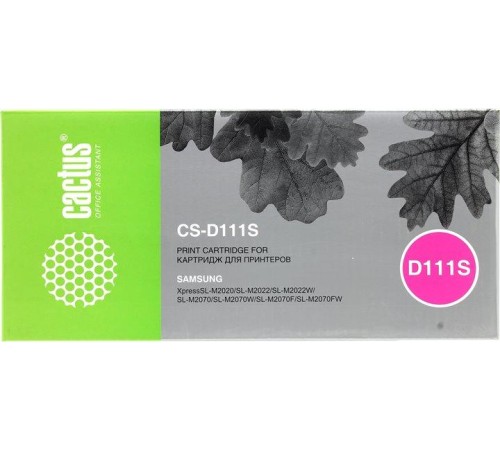 -/ Картридж лазерный Cactus CS-D111S MLT-D111S черный (1000стр.) для Samsung Xpress M2022/M2020/M2021/M