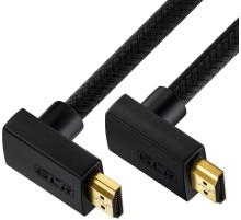 GCR Кабель 1.0m HDMI 2.0, M верхний угол /M верхний угол, черный, HDR 4:2:2, Ultra HD, 4K 60 fps 60Hz/5K*30Hz, 3D, AUDIO, 18.0 Гбит/с, 28/28 AWG, GCR-52309