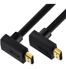 GCR Кабель 1.0m HDMI 2.0, M верхний угол /M верхний угол, черный, HDR 4:2:2, Ultra HD, 4K 60 fps 60Hz/5K*30Hz, 3D, AUDIO, 18.0 Гбит/с, 28/28 AWG, GCR-52309