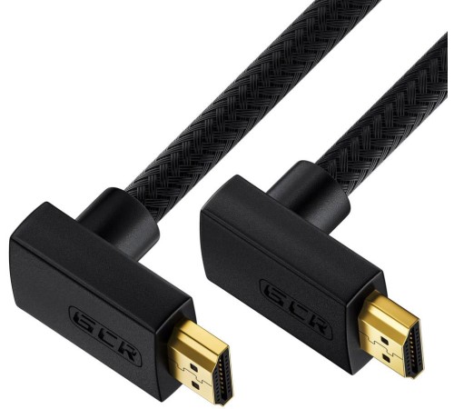 GCR Кабель 1.0m HDMI 2.0, M верхний угол /M верхний угол, черный, HDR 4:2:2, Ultra HD, 4K 60 fps 60Hz/5K*30Hz, 3D, AUDIO, 18.0 Гбит/с, 28/28 AWG, GCR-52309
