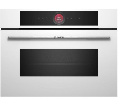 Встраиваемая электрическая духовка BOSCH Компактная духовка с микроволновой печью и 16 типами нагрева, 45.5x59.5x54.8 см, 45л, дисплей,инвертор,SoftClose и SoftOpen, Bosch Assist, белый цвет
