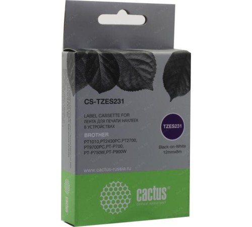 -/ Картридж ленточный Cactus CS-TZES231 TZe-S231 черный для Brother 1010/1280/1280VP/2700VP