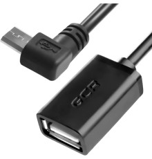 Greenconnect Адаптер переходник OTG 2.0m USB 2.0, microB 5pin угловой/AF, черный, литой, 28/28 AWG, экран, армированный, морозостойкий, GCR-AMB4AF-BB2S-2.0m