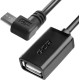 Greenconnect Адаптер переходник OTG 2.0m USB 2.0, microB 5pin угловой/AF, черный, литой, 28/28 AWG, экран, армированный, морозостойкий, GCR-AMB4AF-BB2S-2.0m