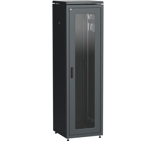ITK Шкаф сетевой 19" LINEA N 33U 600х800 мм стеклянная передняя дверь, задняя металлическая черный