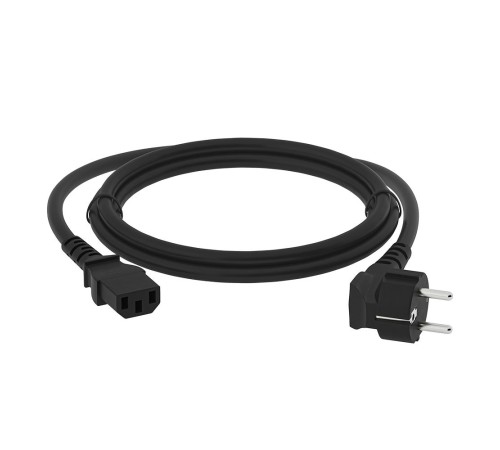 GCR Кабель питания PROF 1.0m, Евровилка угловая - С13, 3*1,0mm, черный, GCR-54375