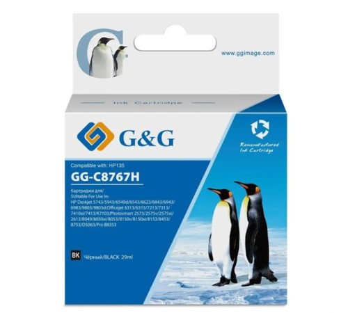 Картридж Cartridge G&G 130 для HP DJ 6543/5743, PS 8153/8453 черный 21 мл аналог C8767H  гарантия 36 мес.