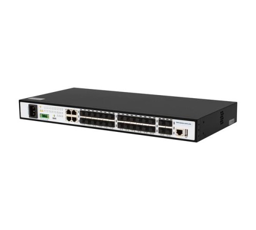 Коммутатор SNR Управляемый коммутатор уровня 2+, 20 портов 100/1000Base-X SFP, 4 порта Combo 10/100/1000Base-T|100/1000Base-X SFP, 4 порта 1/10G SFP+, встроенный БП ~220V AC, разъем для АКБ 12V с возможностью за