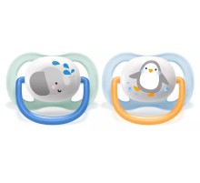 Соска-пустышка Philips Avent SCF080/05 Слон/Пингвин, 0-6 мес, 2 шт, для мальчиков
