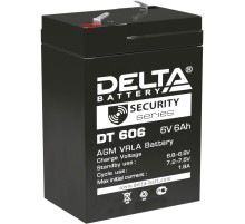 Батарея DELTA серия DT, DT 606, напряжение 6В, емкость 6Ач (разряд 20 часов),  макс. ток разряда (5 сек.) 90А, макс. ток заряда 1.8А, свинцово-кислотная типа AGM, клеммы F1, ДxШxВ 70х48х101мм., вес 0.81кг., срок службы 5 лет./ Battery DELTA series DT, DT
