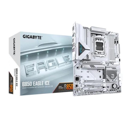 Материнская плата GIGABYTE B850 EAGLE ICE, AM5, B850, 4*DDR5, 4*SATA, 3*M.2, 4*USB 3.2, 4*USB 2.0, Type-C, 2*PCIx16, DP+HDMI, ATX