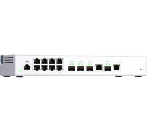 Коммутатор/ QNAP QSW-M408-2C Managed switch 10 Gb / s with 4 SFP + ports, 2 of which are combined with RJ-45, 8 1 Gb / s RJ-45 ports, bandwidth up to 96 Gb / s, JumboFrame support