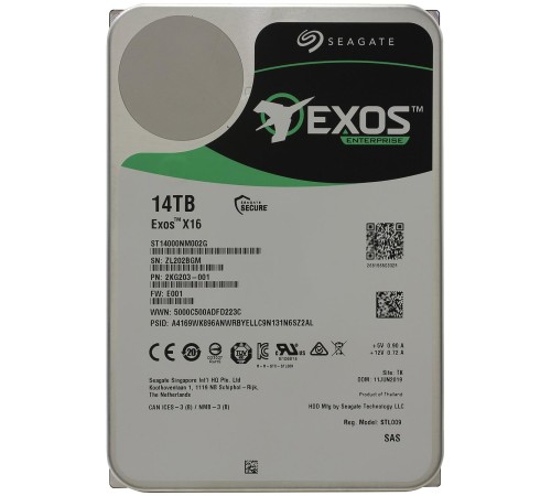 Жесткий диск/ HDD Seagate SAS 14Tb Exos X16 12Gb/s 7200 256Mb 1 year warranty