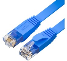 GCR Патч-корд PROF плоский прямой 10.0m, UTP медь кат.6, синий, 30 AWG, ethernet high speed 10 Гбит/с, RJ45, T568B, GCR-52852