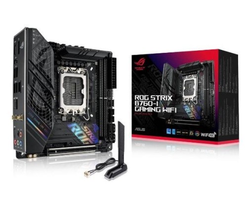 Материнская плата ASUS ROG STRIX B760-I GAMING WIFI, LGA1700, B760, 2*DDR5, 4*SATA, 2*M.2, 3*USB 3.2, 3*USB 2.0, Type-C, 1*PCIx16, DP+HDMI, mITX; 90MB1D90-M1EAY0