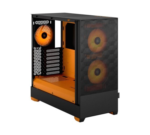 Корпус ПК без блока питания/ Case Fractal Design Pop Air RGB Orange Core TG Clear Tint, Midi-Tower, 3x120mm RGB, 2xUSB-A 3.2 ATX, mATX, mITX Black/Orange