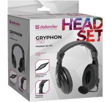 Компьютерная гарнитура Defender 63750 Gryphon 750 черный, кабель 2 м
