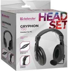 Компьютерная гарнитура Defender 63750 Gryphon 750 черный, кабель 2 м