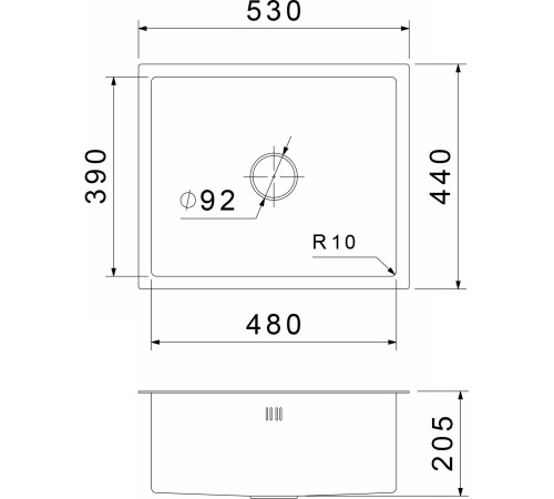 Кухонная мойка GRANFEST 5344 PVD graphite 1 чаша 480*390*205, монтаж: универсальный, материал: нержавеющая сталь, цвет: графит