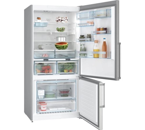 Холодильник BOSCH Full NoFrost, Serie 6, Габариты 186x86x81, Общий пол. объем: 619 (х:479, м:140), Нерж. сталь с легкой очисткой, Цифровой LCD дисплей, Внешние высокие металлические ручки, Multi Airflow, AirFresh Filter, Верхнее LED освещение, Два отдел Холодильник BOSCH Full NoFrost, Serie 6, Габариты 186x86x81, Общий пол. объем: 619 (х:479, м:140), Нерж. сталь с легкой очисткой, Цифровой LCD дисплей, Внешние высокие металлические ручки, Multi Airflow, AirFresh Filter, Верхнее LED освещение, Два отдел