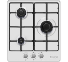 Газовая варочная панель MAUNFELD/ Газовая варочная панель MAUNFELD EGHE.43.3STS-EB, механическое управление, 3 конфорки, мощность конфорок 2600, 1700, 1000, электроподжиг, газ-контроль, цвет белый