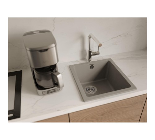 Кухонная мойка RIVELATO RIVELATO Мойка BERKANA 35 1-чаш 415*455, монтаж: универсальный, материал: кварц, цвет серый металлик